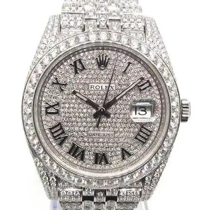 geïnspireerd door Rolex Datejust 41 – New – 126300 – Full Iced out – Diamonds – Roman Dial